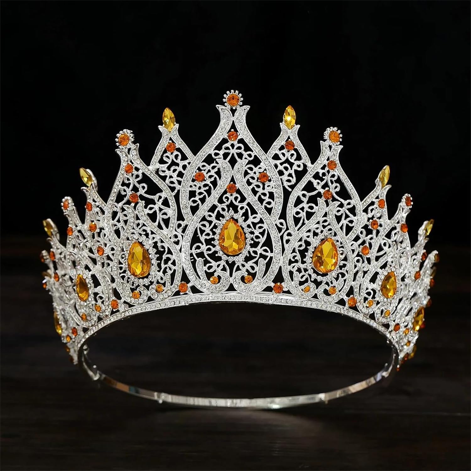 Jeweled Queen Crown For Women Vintage Rhinestone Princess Tiara Gemstone Bridal Headpieces Wedding Hair Accessories For Prom Costume Birthday Party