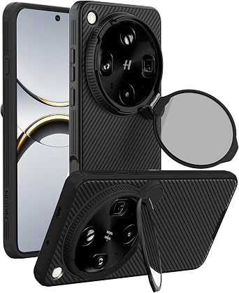 for Oppo Find X9 Ultra Case Magnetic Wireless with Metal Kickstand Camera Lens Cover Drop Protection Shockproof Soft Edge Hard Back Shield Bumper Black, Find X9 Ultra