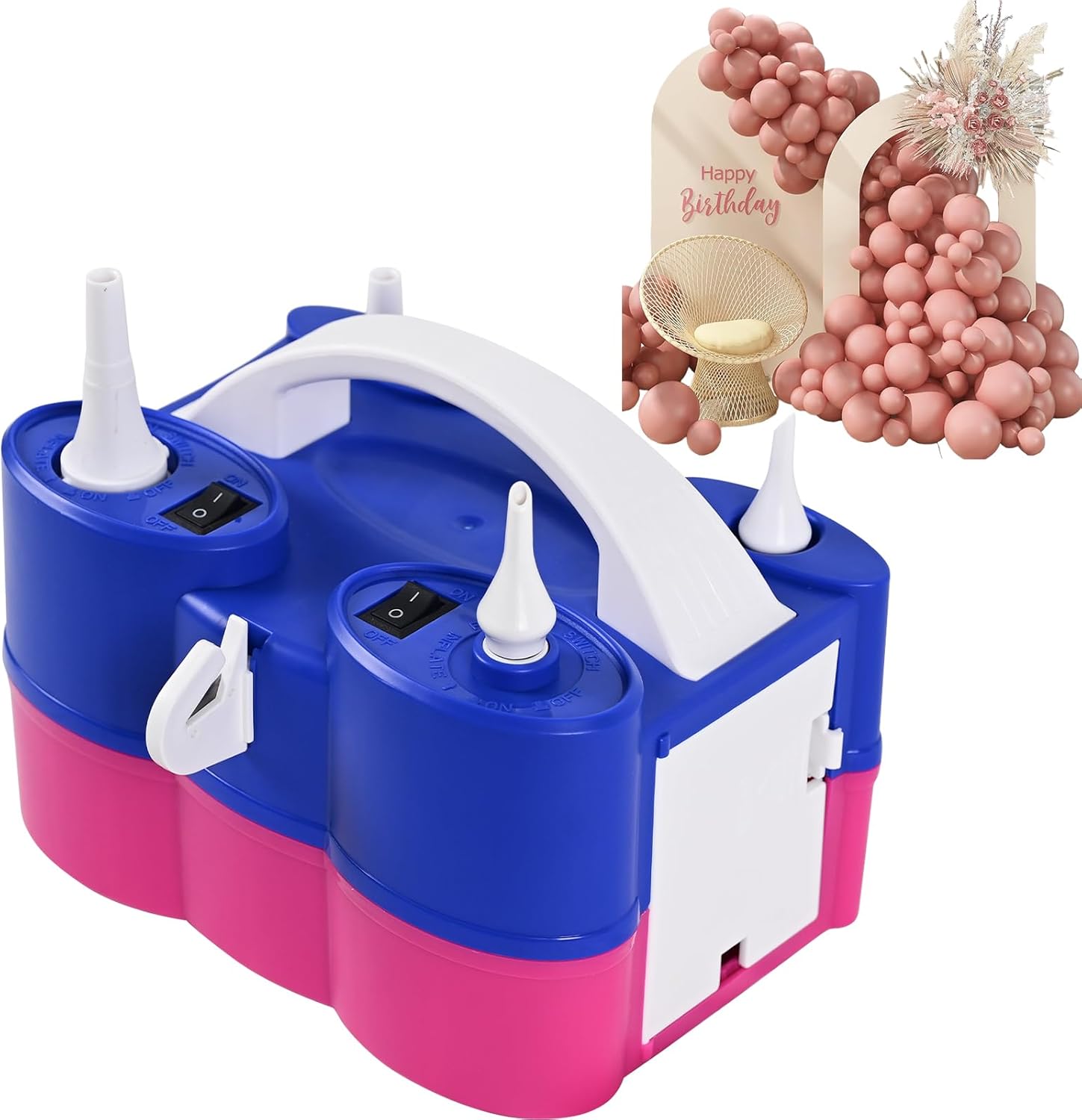 100 Packs Blush Pink Balloon with Air Pump Electric Set, 3-in-1 Air Pump for Inflatables and Balloon Portable Balloon for Latex 260q Foil Balloon AC 110V Inflator Deflator for Pool Floats Air Mattress