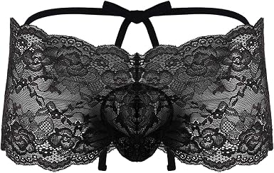 Amazon.com: renvena Sissy - Bragas de lencería para hombre con espalda  hueca, lazo transparente, ropa interior de encaje : Ropa, Zapatos y Joyería