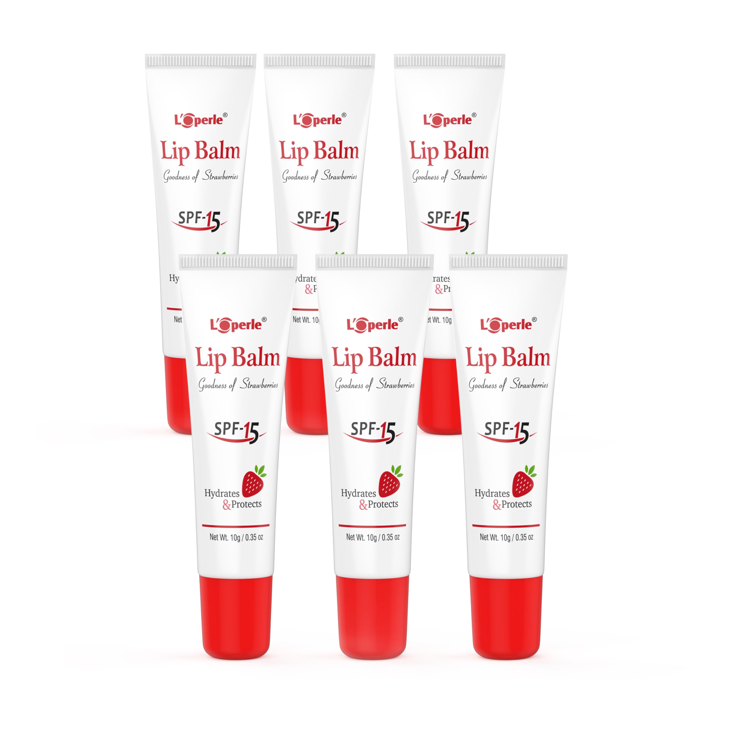Strawberry Lip Balm With Goodness of Strawberries | SPF-15 | Protect, Hydrate, Dry, Chapped & Craked Lips | 100% Active Natural Ingredients - 10gm (Pack of 6)