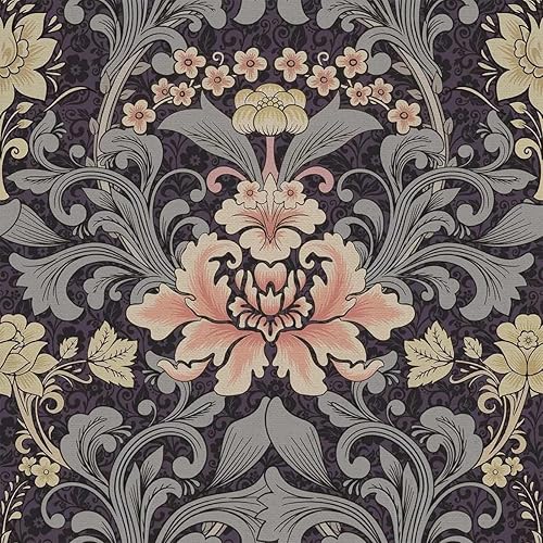 Abyssaly Papel tapiz floral de 17.7 x 118 pulgadas, papel tapiz bohemio para armarios y muebles, papel tapiz vintage extraíble, color azul para