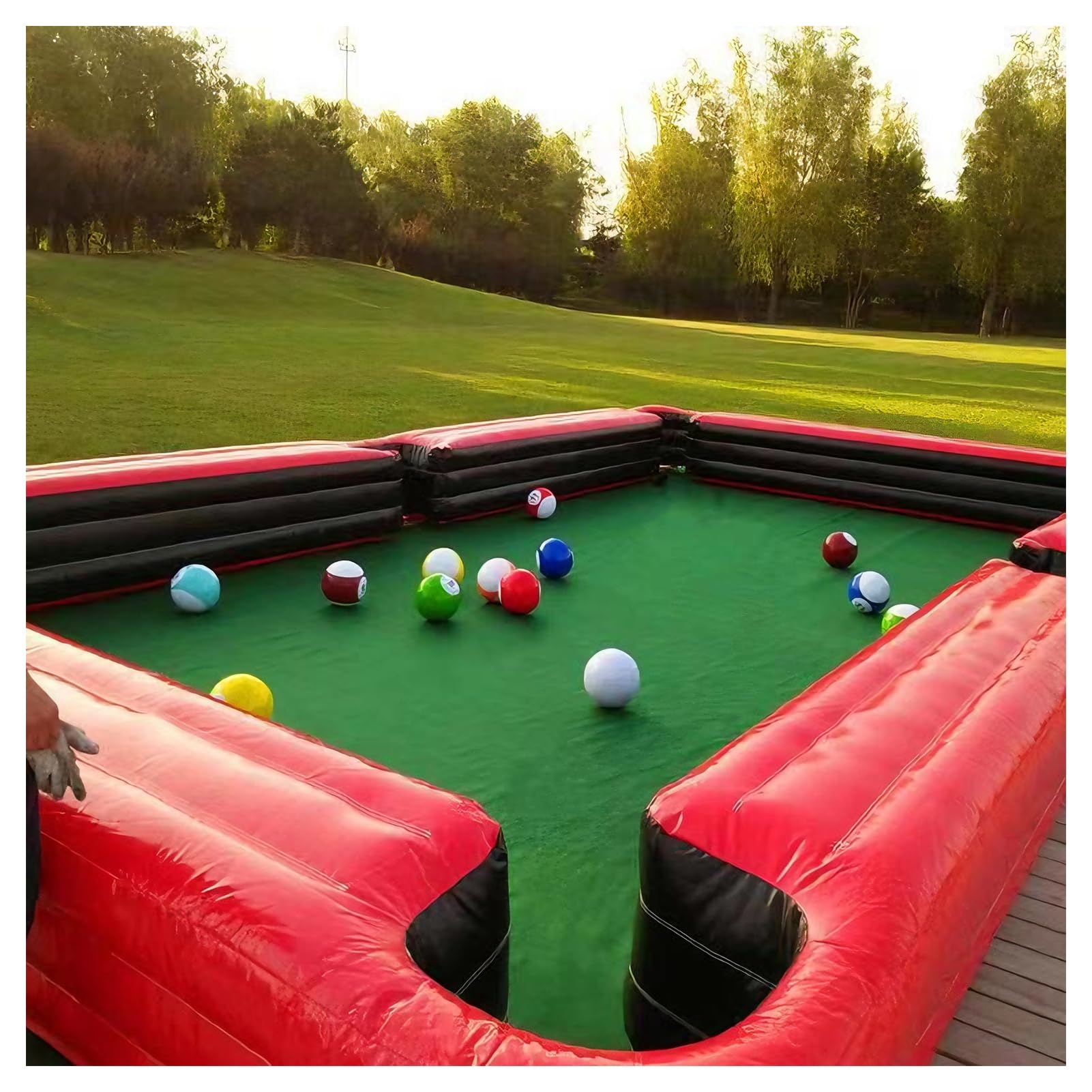 Pallone da biliardo gonfiabile da biliardo, gigante, da biliardo, con soffiatore e palline, per giochi sportivi all'aperto e commerciali in cortile