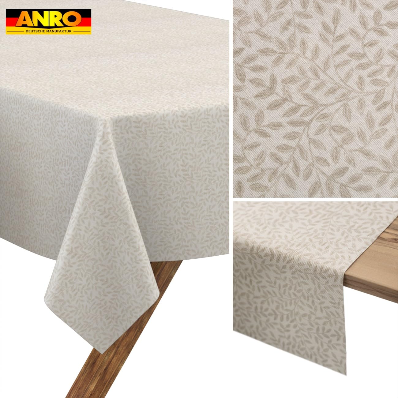 ANRO Mantel de Mesa Flora 70% Algodón 30% Poliéster Antimanchas Interior Exterior Cocina Jardín Bordes Cortados 400x140 cm