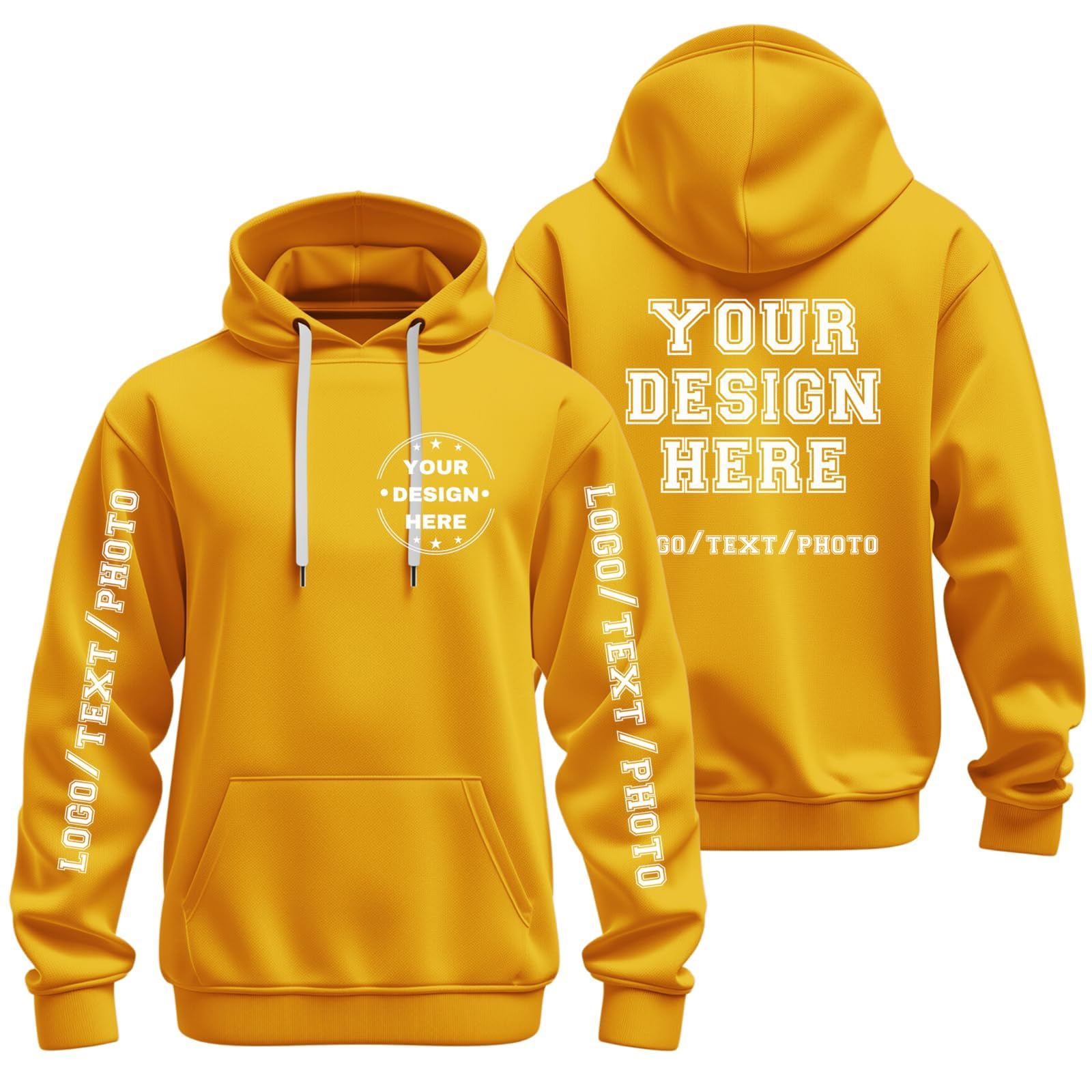 Sudadera con capucha personalizada para hombre y mujer en color amarillo talla L 8