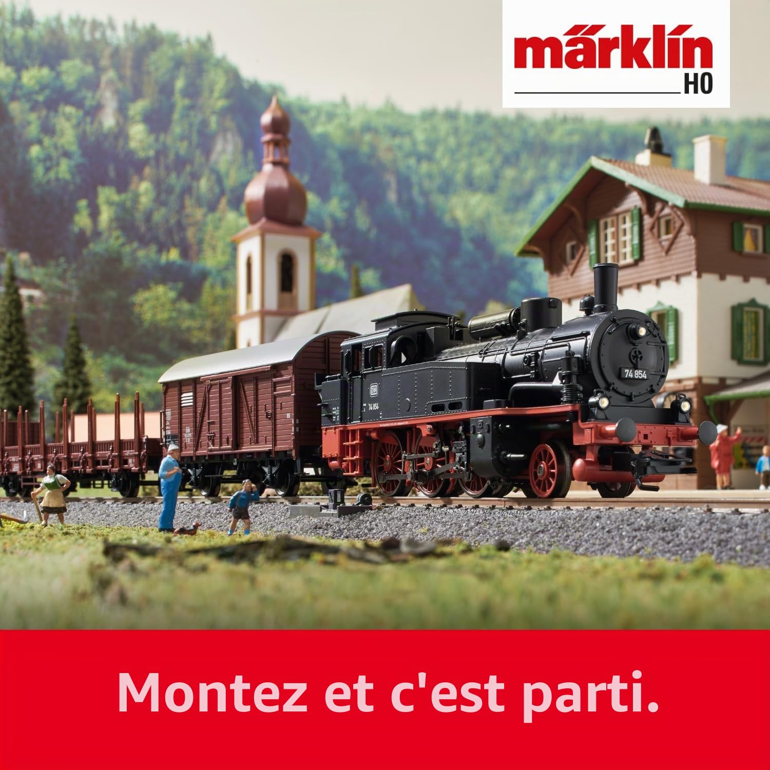 Märklin 29074 BR 74 Kit de démarrage numérique Train de Marchandises époque 3, Voie H0 Modélisme ferroviaire, Nombreuses Fonctions sonores, avec Station Mobile et Rails C