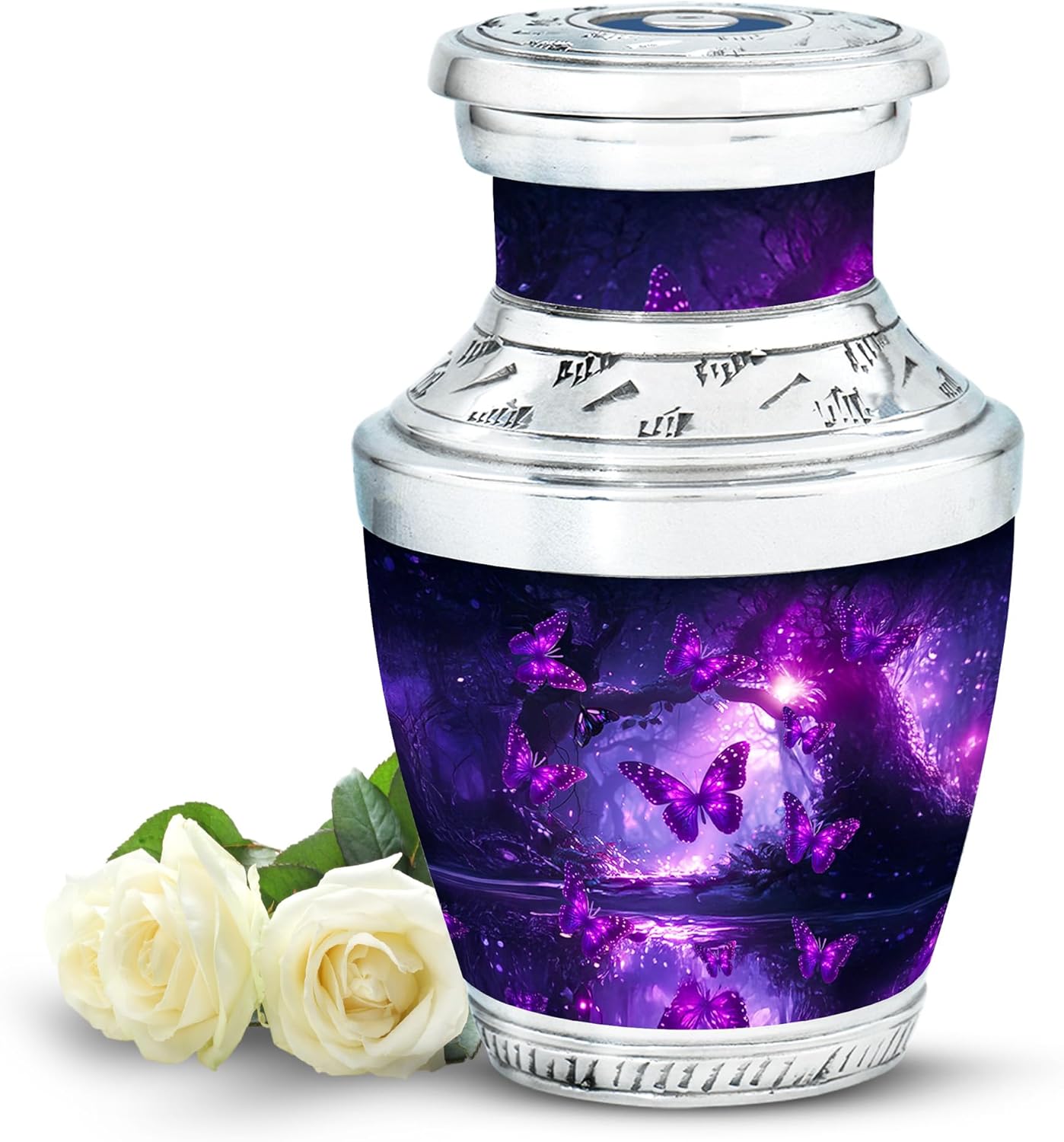 Butterfly Keepsake Urn - Small Purple Urn - Mini Butterfly Urns for Human Ashes Adult Female Mom - Cremation Urns - 1pc, 3 Inches