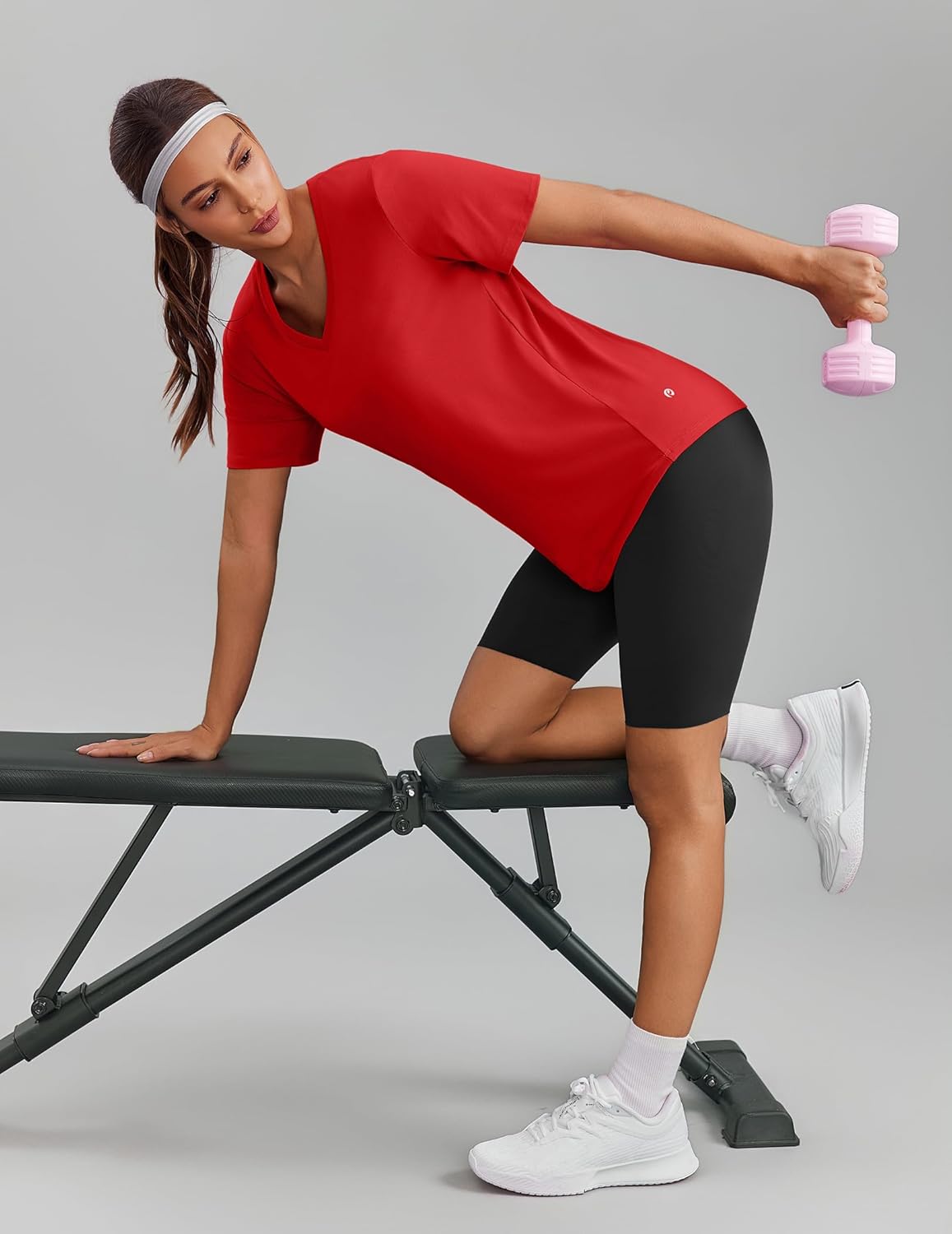 PINSPARK Soft Workout Tops for Women Short Sleeve V Neck Moisture Wicking UPF 50+ Sun Protection Quick Dry Gym Shirts - Image 5