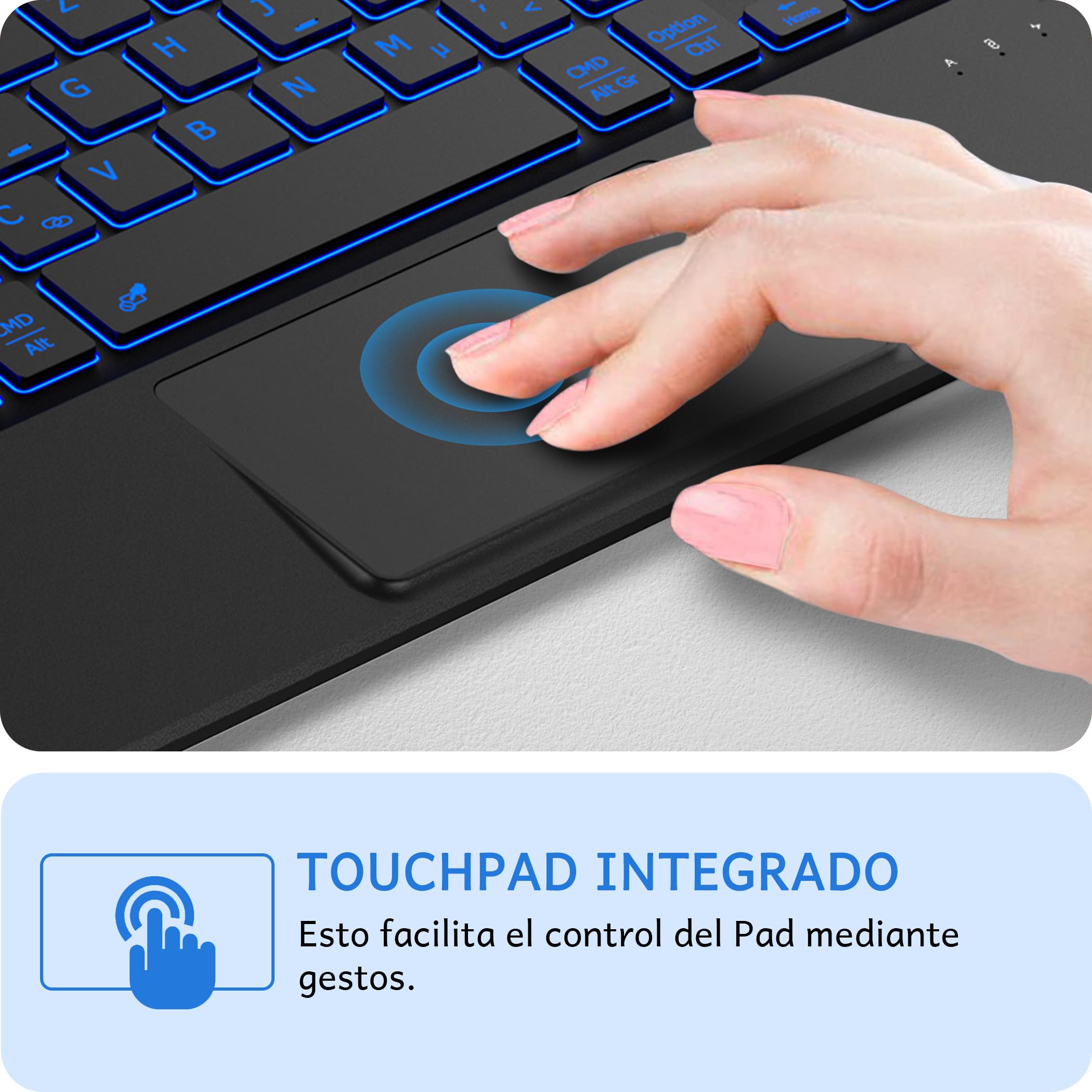 CACOE Funda Teclado Compatible con Xiaomi Mi Pad 7/ Mi Pad 7 Pro (11.2 Pulgadas, 2025) con Touchpad, [Español] Iluminación de 7 Colores Teclado Inalámbrico Desmontable, Negro