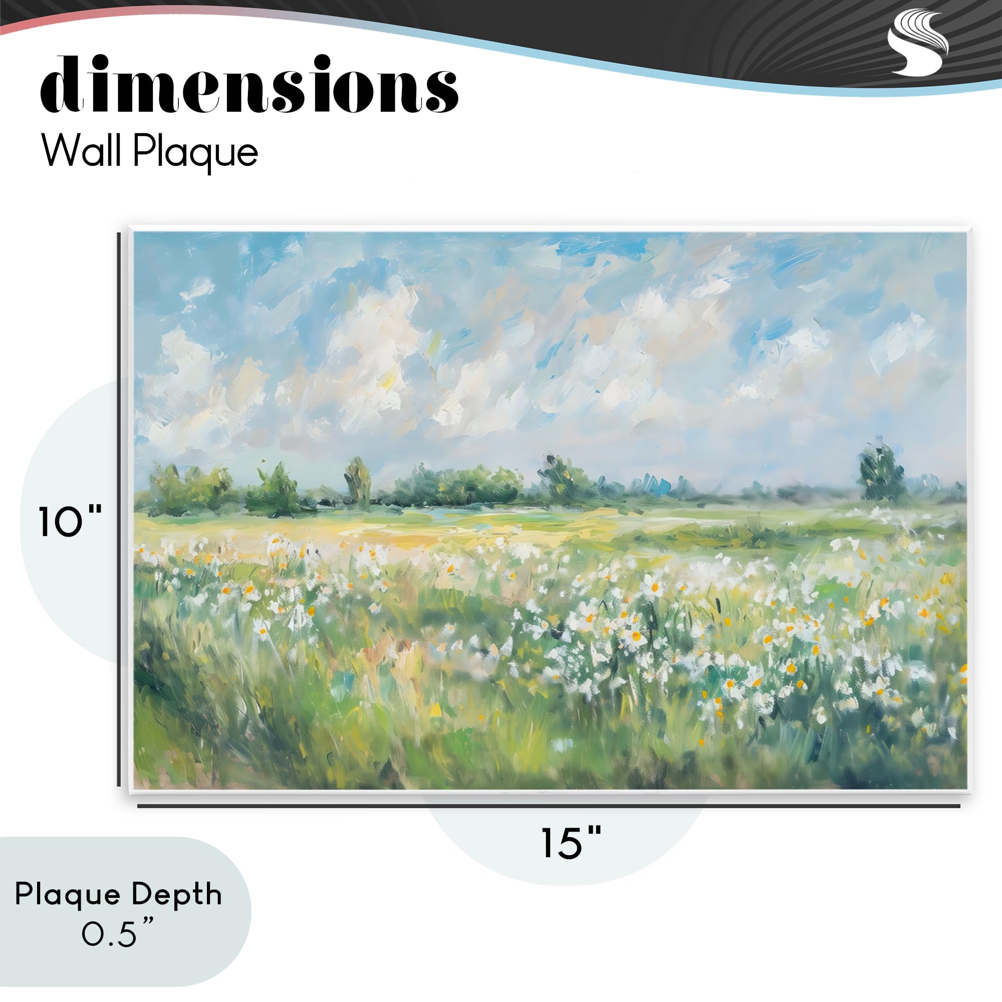 Placa de pared con diseño de paisaje de margaritas, 25,4 x 38,1 cm