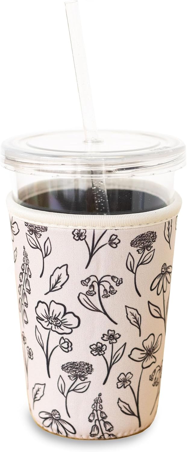 Elyse Breanne Design, Drink Sleeve, To-Go Cup Protector, For Hot & Cold Drinks, Iced Coffees, Cold Beverages, Lattes, Tea, Keeps Hands From Condensation & Heat, Small/Regular, Primavera