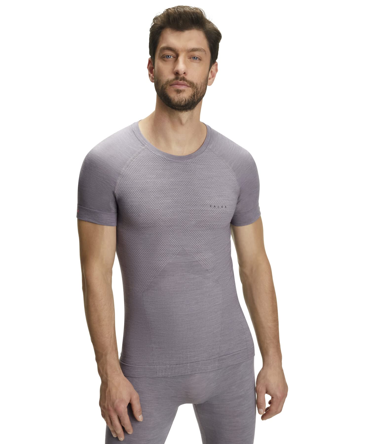 Falke Wool-Tech Trend Shirt met Korte Mouwen Heren - grey-heather 3757