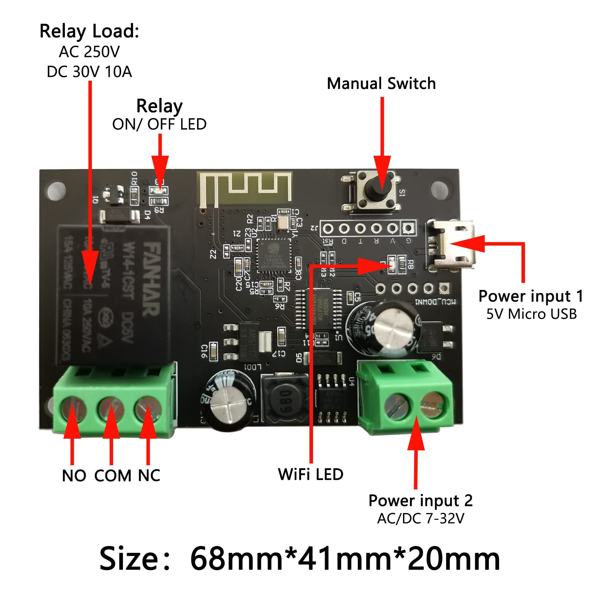 Jane Eyre WiFi Wireless Smart Switch Relay Module, Jog, Self-Locking Switching Module, DIY Smart Home - Image 3