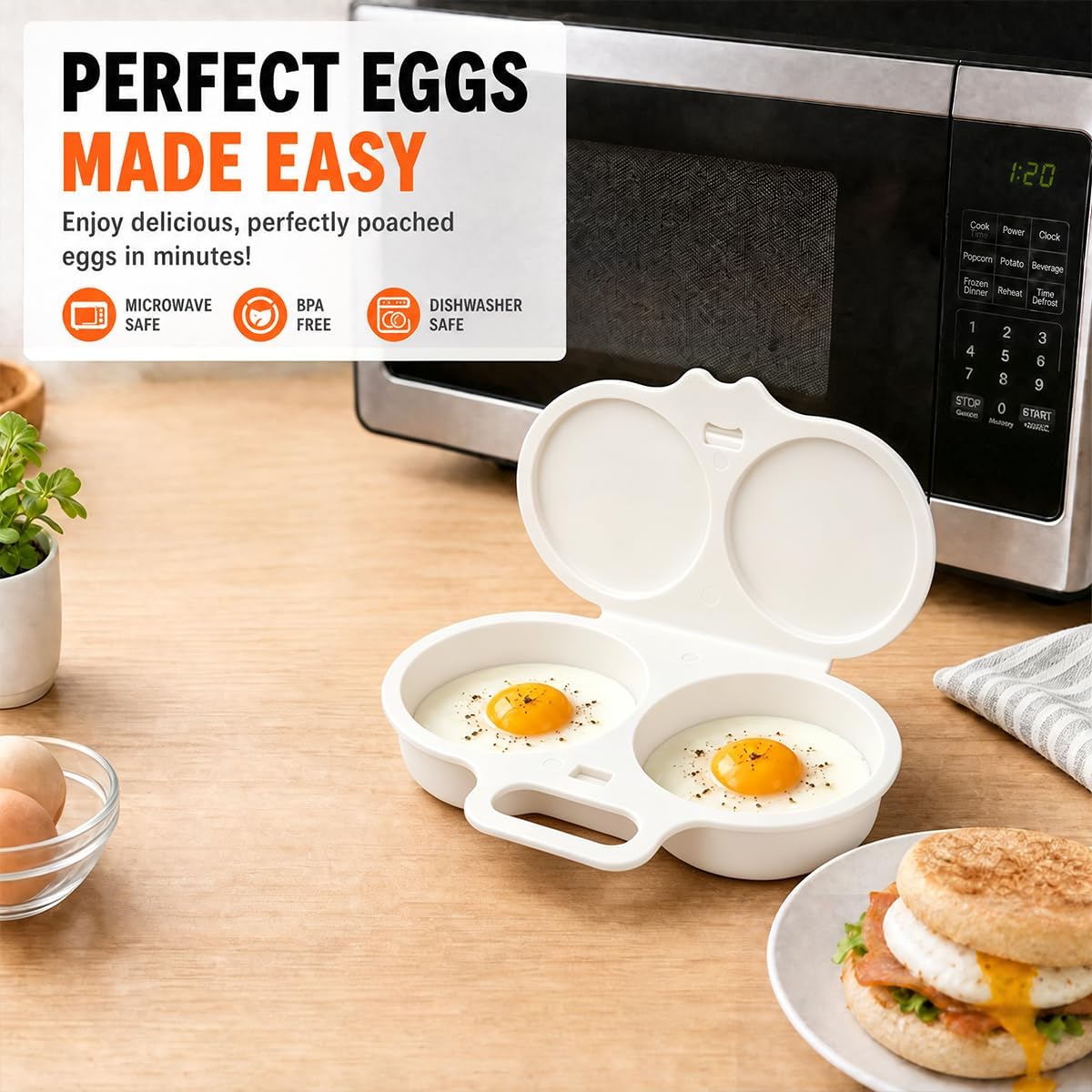 2026 New Dual Microwave Egg Cooker Two Cavity -Light Gray And White