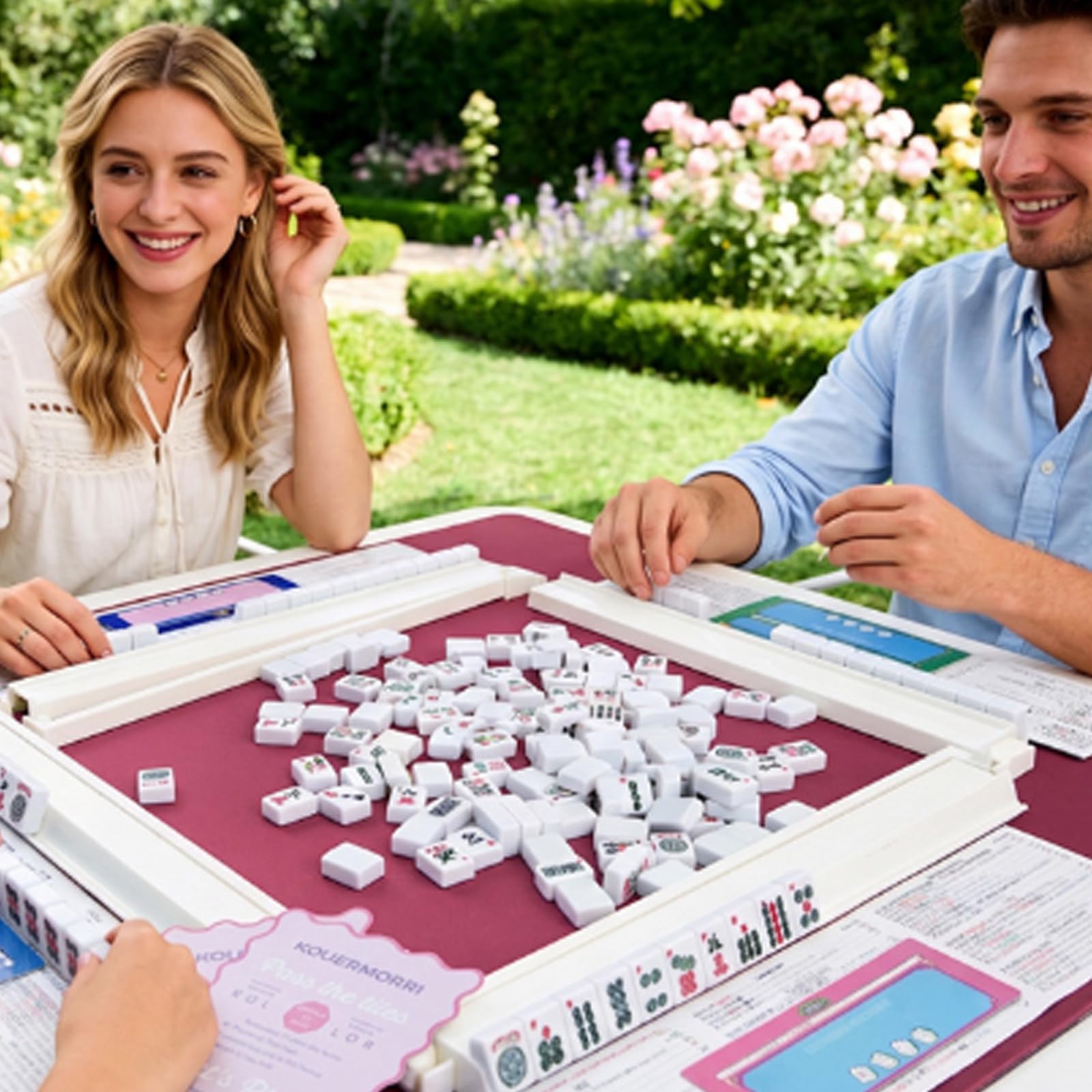 Mahjong Juego de Mesa Americano ser,Juego de 160 Azulejos Mahjong