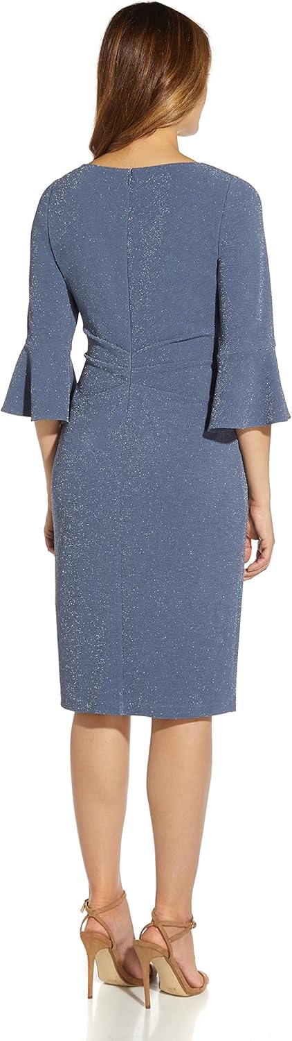 Adrianna Papell Womens Metallic Knit Draped Dress