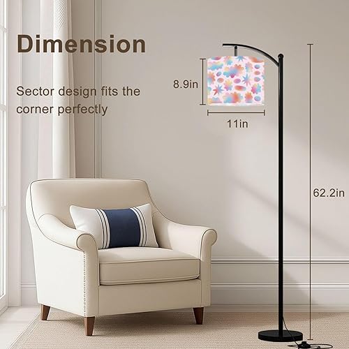 Miniatura 2 de Arc Floor Lamp Seamless Abstract Irregular Shapes Holographic Gradient Colorful Tall Standing Lamp Modern Dimmable with Remote Adjustable Drum Shade