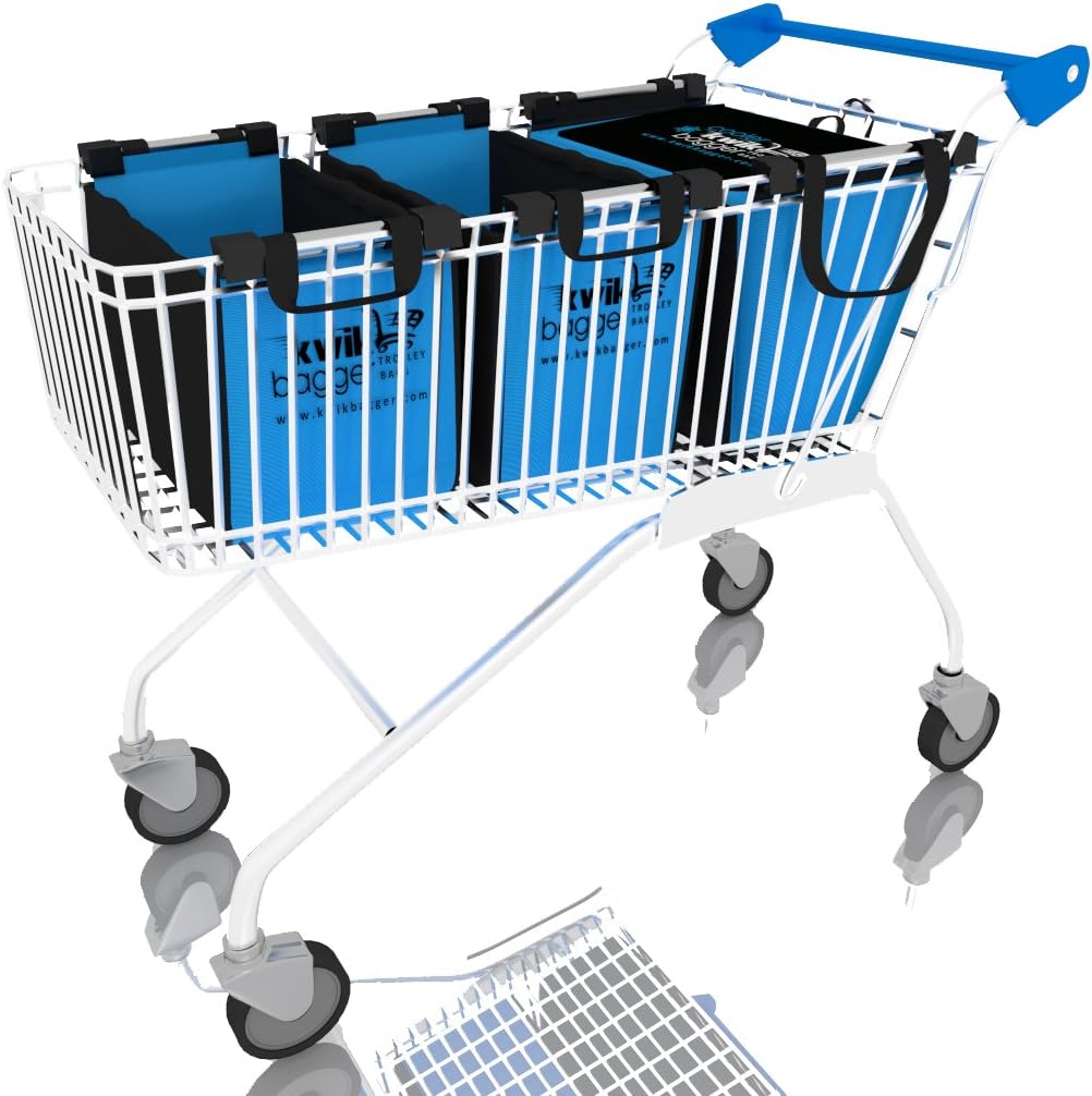 Trolley Bags - Reusable Cooler Supermarket Shopping Bags - by KWIKBAGGER Small Express Trolley Size - 3 Bag Set