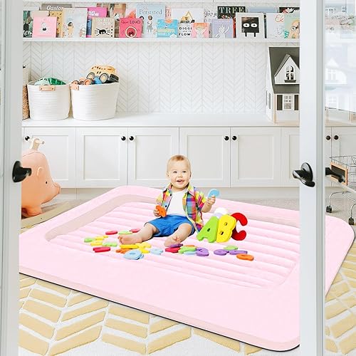 Miniatura 7 de Colchón de aire para niños colchón de aire portátil rápido para niños, superficie con felpa suave y cómoda, ideal para sala de estar, habitación y