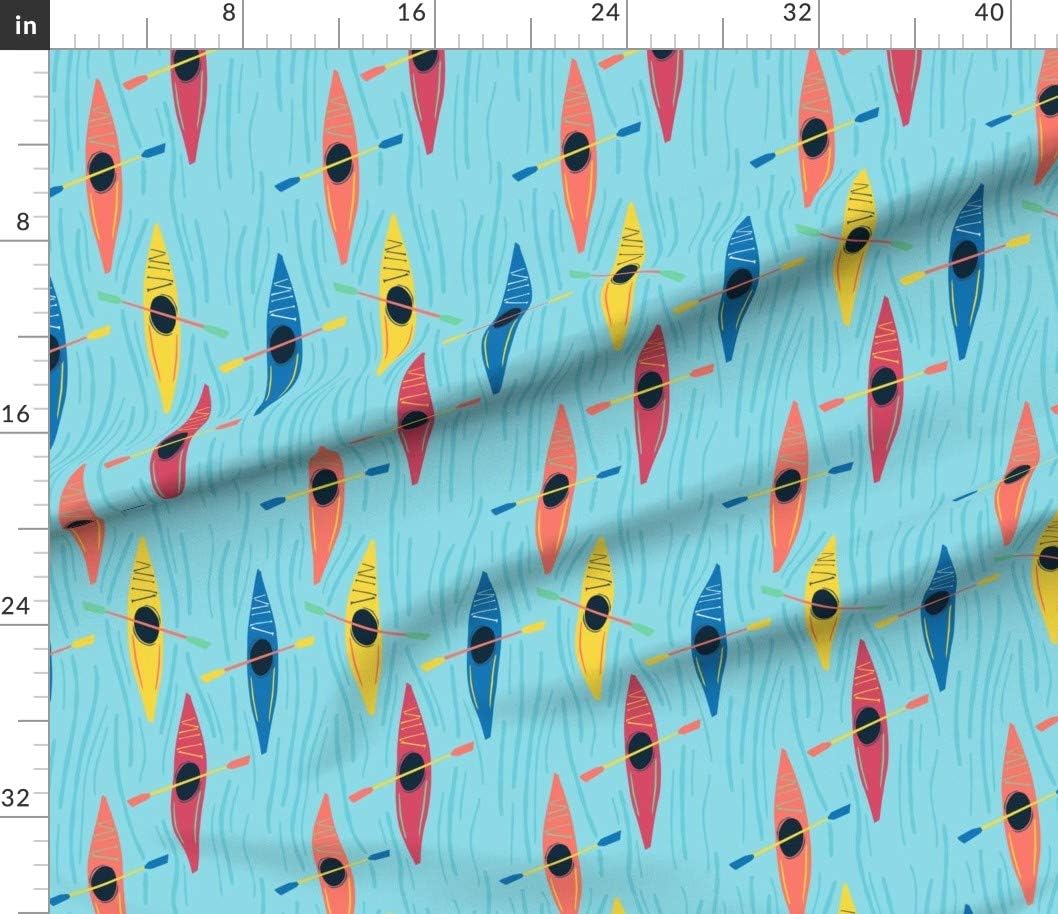 Spoonflower Fabric - Kayaks Water Sports River Outdoors Printed on Petal Signature Cotton Fabric by The Yard - Sewing Quilting Apparel Crafts Decor