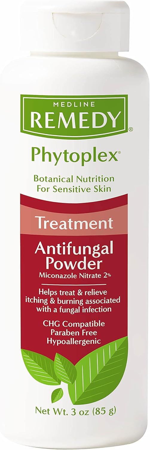 Medline Remedy Phytoplex Antifungal Powder with 2% Miconazole Nitrate for Common Fungal Infections incuding Athlete’s Foot, Talc Free, White, 3 Oz : Health & Household