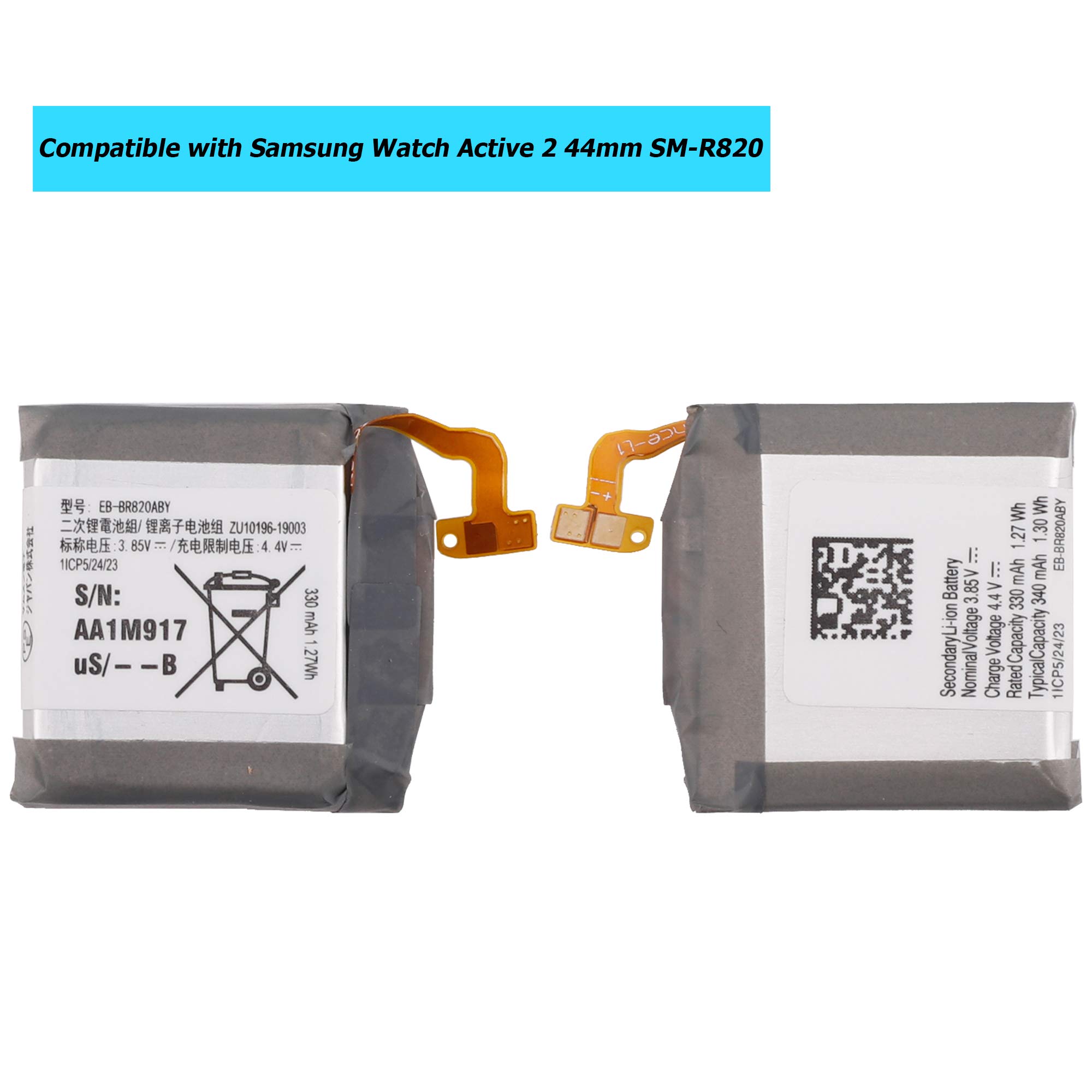 Vvsialeek [2023 New] EB-BR820ABY Replacement Battery Compatible with Samsung Galaxy Watch Active 2 44mm SM-R820 SM-R825