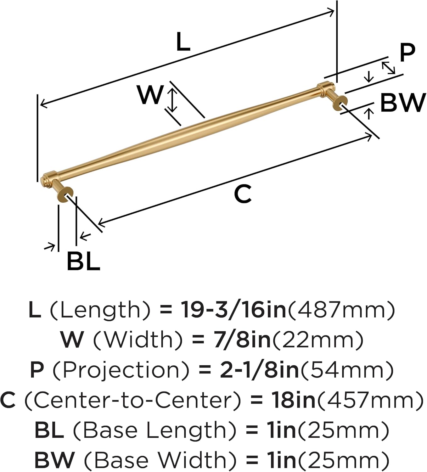 Amerock Enlivity 18 inch (457mm) Center-to-Center Champagne Bronze Appliance Pull, BP37730CZ