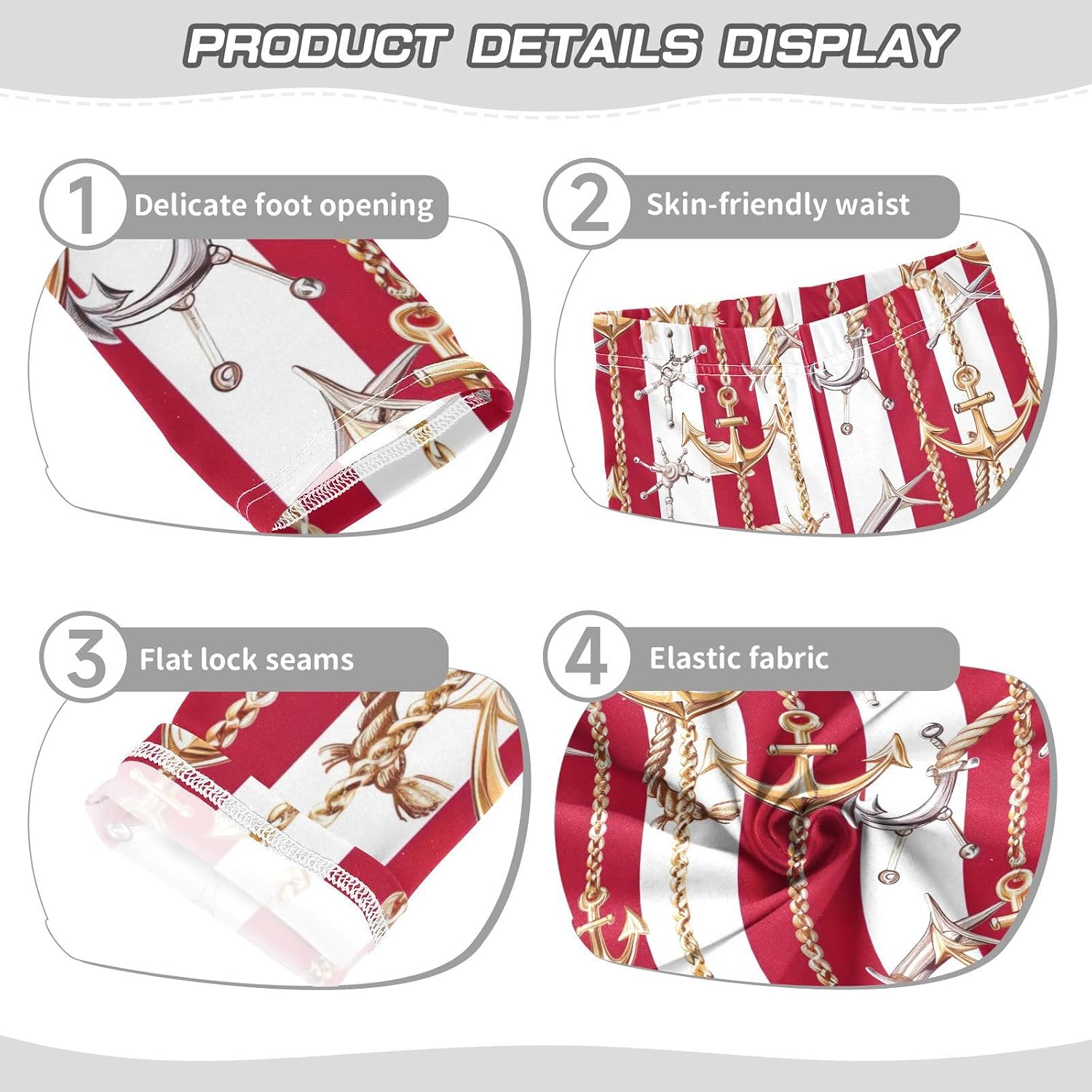 GAIREG Girls Activewear Leggings Red White Stripe