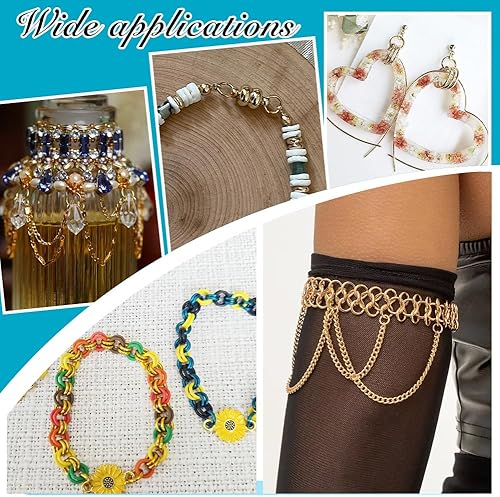 Miniatura 6 de PH PandaHall 500 anillos de salto abiertos, 5 estilos, chapados en oro de 18 quilates, 4.55670.315 in, calibre 2021, pequeños conectores de joyería