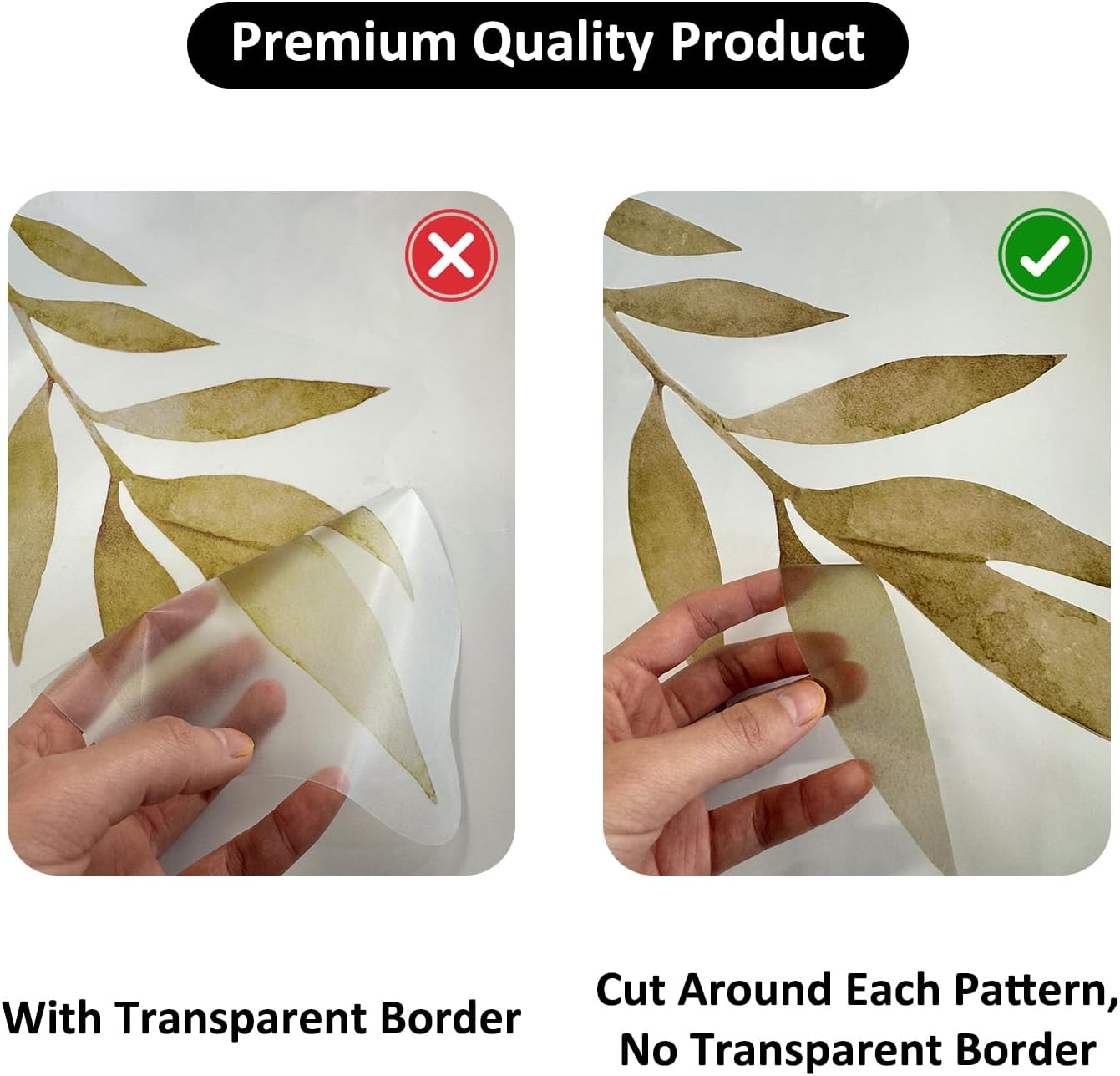 Boho Wall Decals Peel and Stick Large Wall Sticker Leaves Vinly for Living Room, Bedroom Decor, Boho Gold Leaves