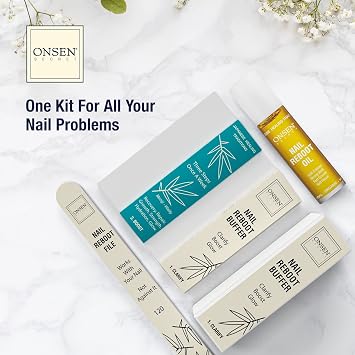 Onsen Secret Nail Care Kit - Includes Cuticle Oil 10ml, Japanese Nail Buffer and Shine Kit - Spa-Quality Manicure - Organic Ingredients - Long-Lasting Shine - Easy & Safe - 1pk