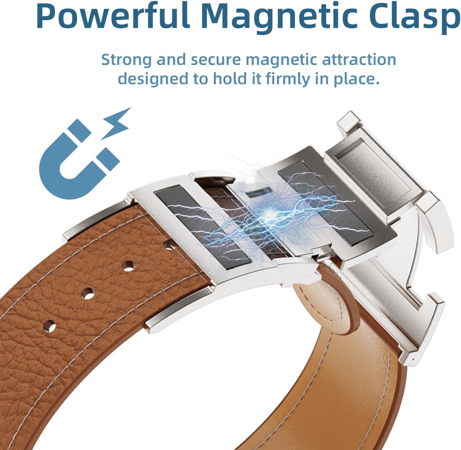 Leather Magnetic Strap Compatible with Galaxy Samsung Watch 7 6 5 4 FE 40mm 44mm, Watch 6/4 Classic 42mm 46mm, 5 Pro 45mm, Slim 20mm Top Grain Leather Band for Women - Image 5