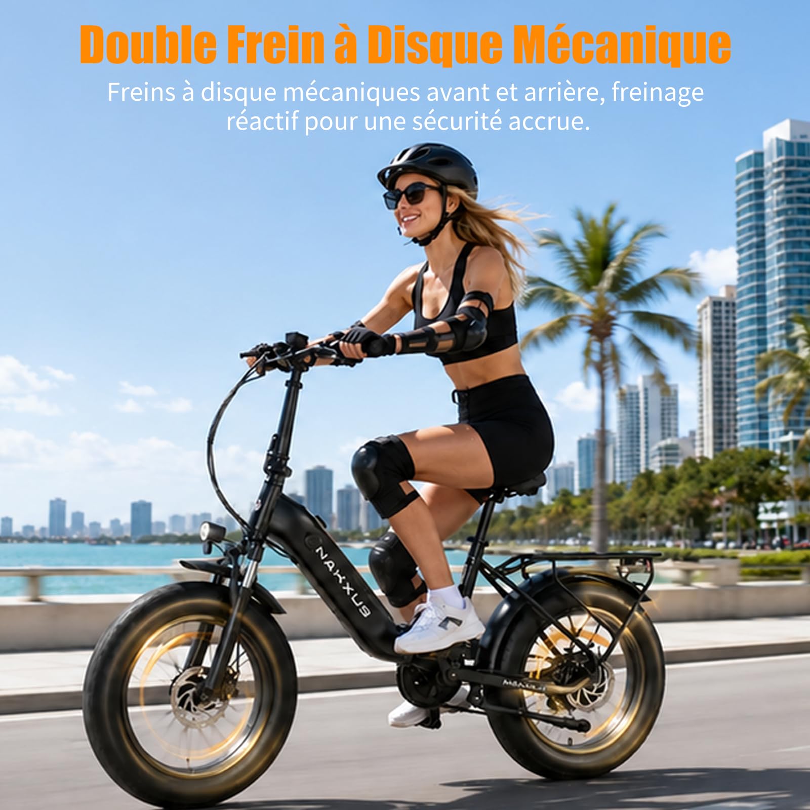 20F213 Vélo Électrique Pliable, E-Bike à Gros Pneus, Moteur 250W, Batterie Amovible 36V 14.5Ah, Autonomie 110 km, 7 Vitesses, IPX7