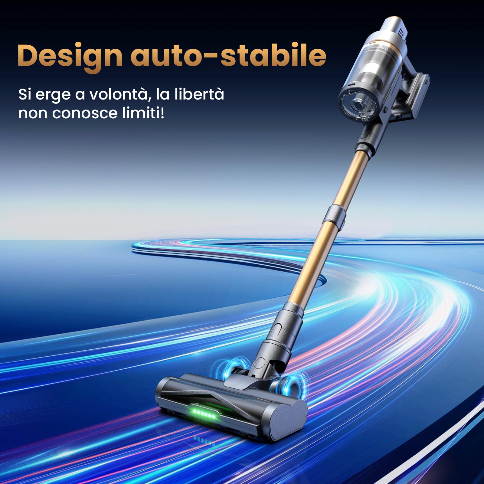 Aspiradora Sin Cable 65kPa/650W/75Min, Escoba Aspiradora sin Cable de 1.6L, Sistema de Asistencia Ergonómica, Aspirador Inalámbrico Antienredo, Ideal para Suelos, Alfombras y Pelo de Mascotas