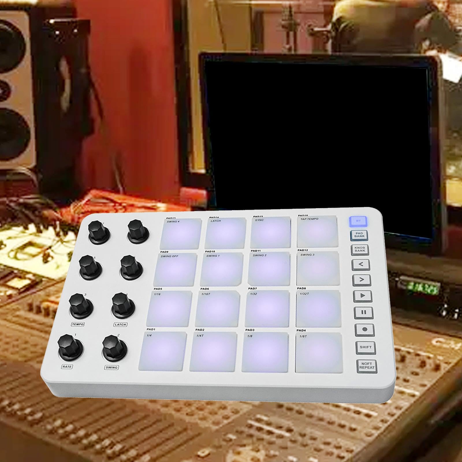 harayaa Controlador de Pad MIDI, Pad Controlador MIDI USB con 16 Pads de RGB, Máquina para Crear Ritmos de Pad MIDI para Producción