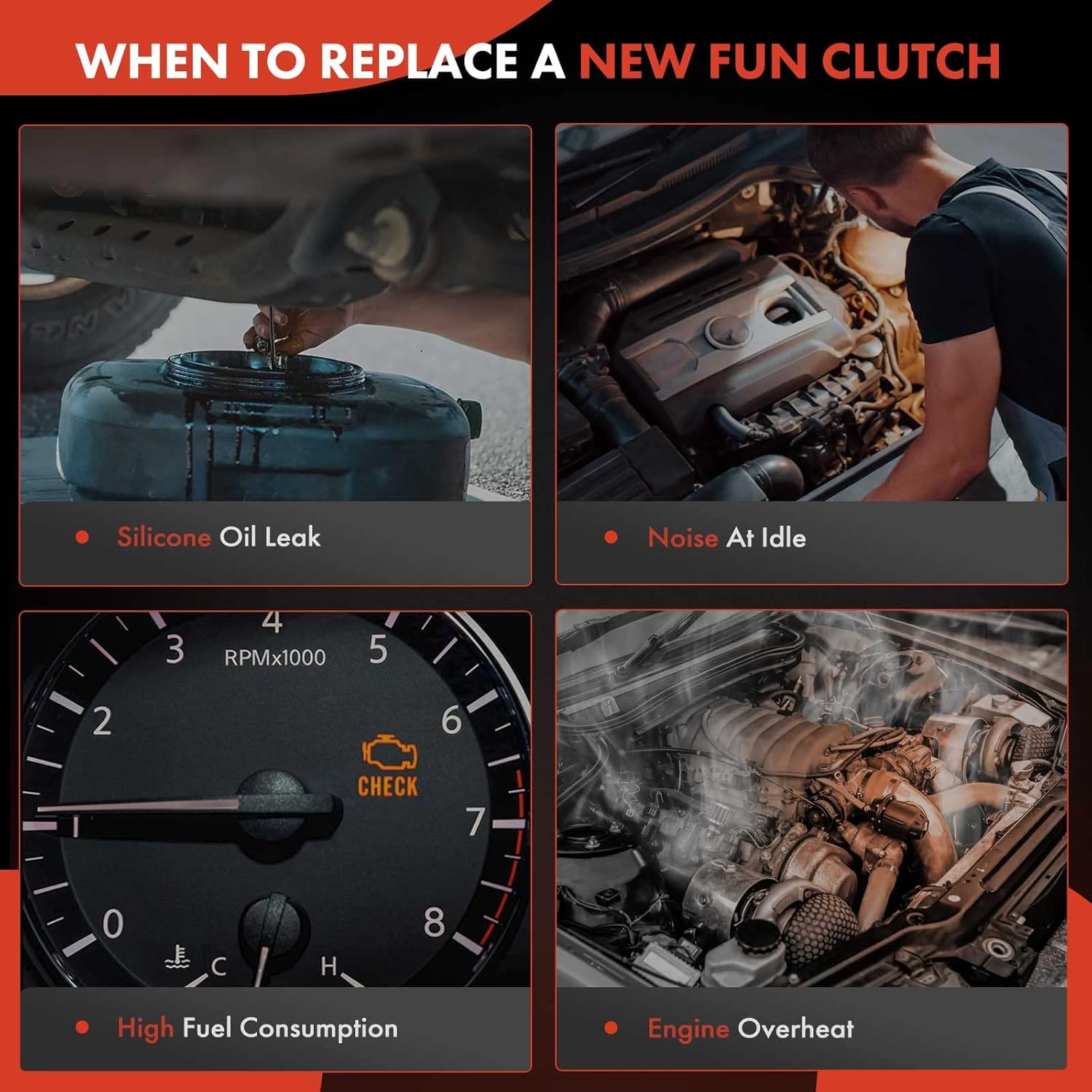 A-Premium Engine Cooling Fan Clutch Compatible with Ford F-100 F-150 F-250 F-350 & Chevrolet Corvette, Blazer, C10 G20 K30 R3500 V1500 Suburban & GMC Jimmy