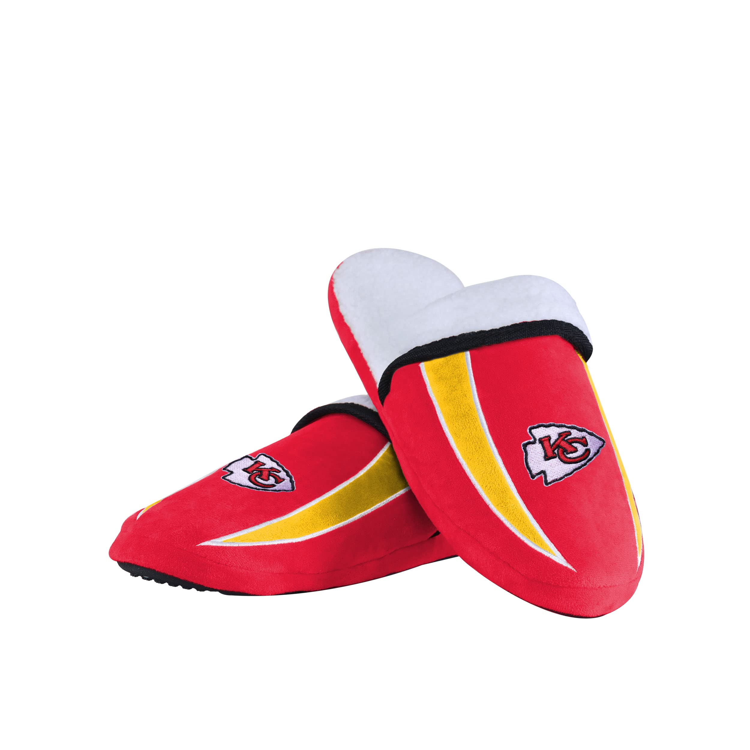 FOCO Men's NFL Slide Kansas City Chiefs Logo Sherpa Slippers, Team Color, 13-14