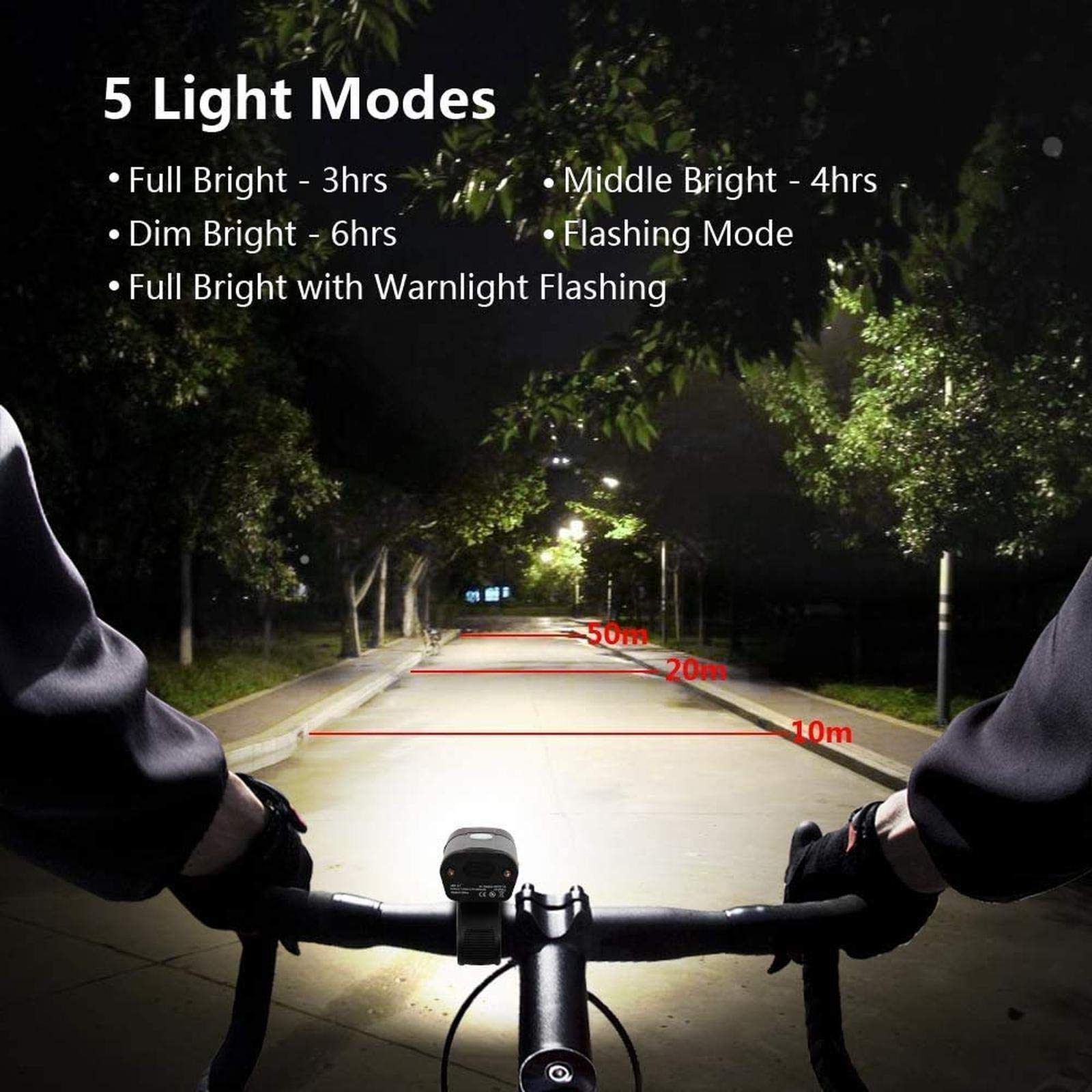 EISTEE Luces de Bicicleta, Luces de Bicicleta, Luces de Bicicleta, Juego de Luces de Bicicleta Recargables por USB, Faro y Cola de Bicicleta superbrillantes