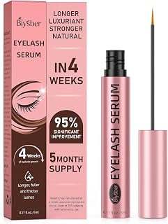 Biysber Lash Growth Serum: Vegan Formula for Longer, Thicker Lashes & Brows - Gentle for Sensitive Eyes, 5mL