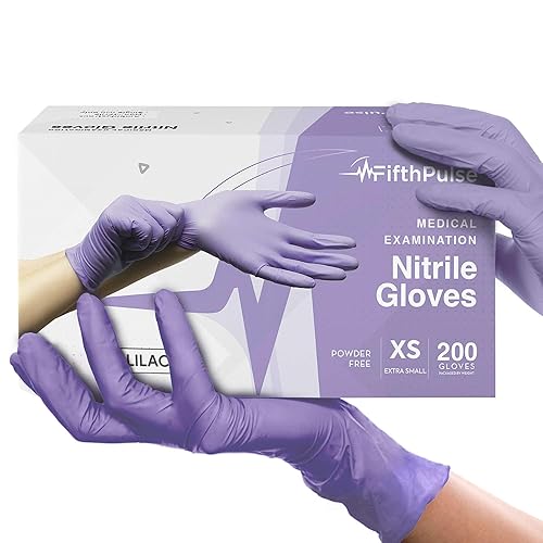 Miniatura 10 de Guantes desechables de nitrilo lila, 50 unidades, guantes de nitrilo de 3 mil, pequeños, guantes de goma sin polvo y látex, guantes de examen médico