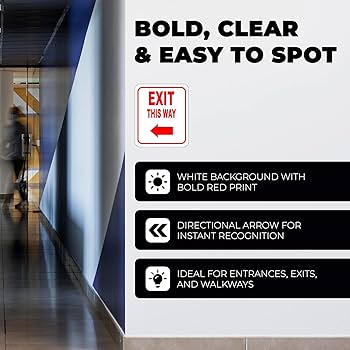 ハンドサイン　看板　ＥＸＩＴ Amazon.co.jp: Exit This Way - 右矢印サイン - 出口標識の方向