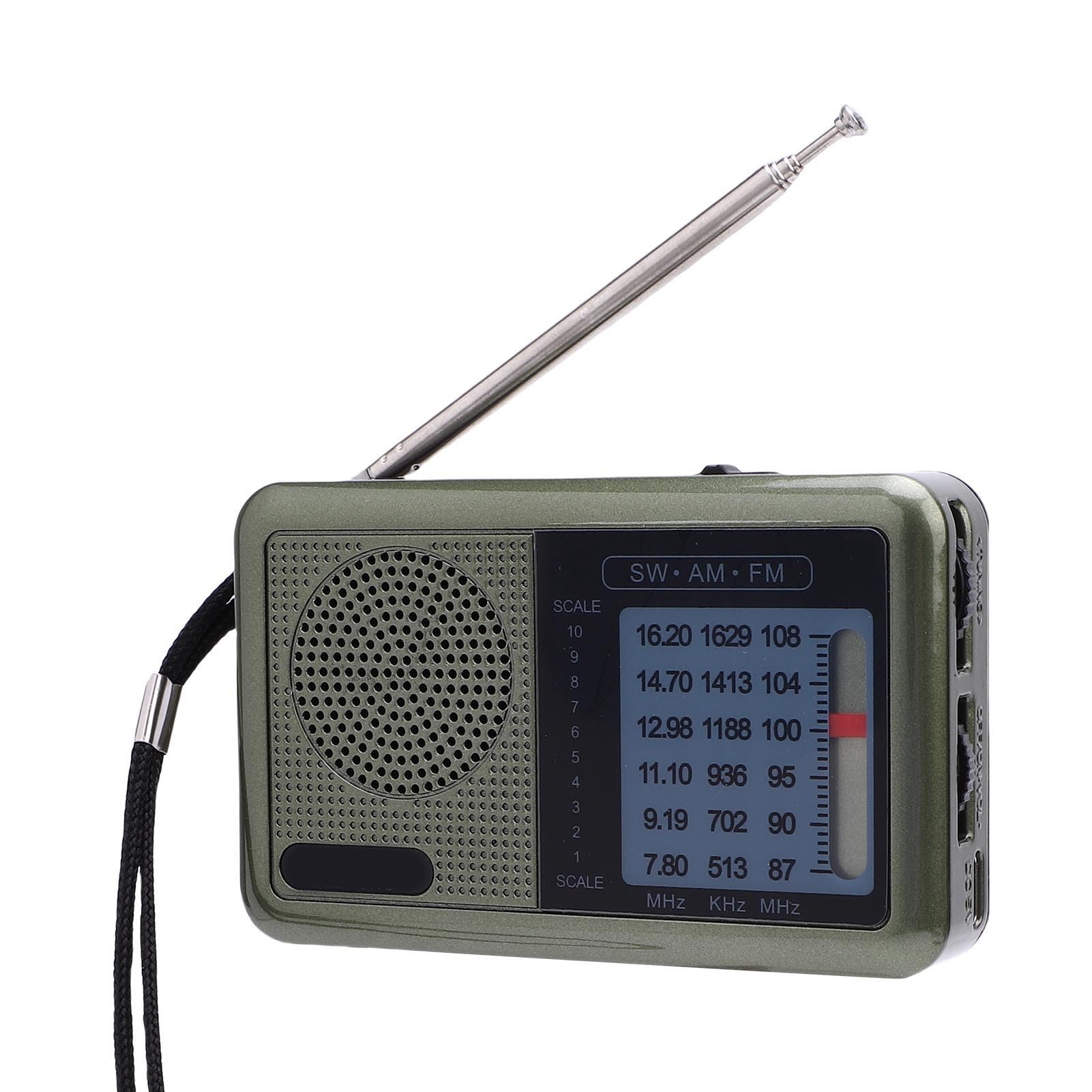 Przenośne Radio dla Osób Starszych, AM FM SW Pełny Odbiornik Pasma z Dźwiękiem HiFi, Akumulator USB, Kompaktowy Projekt do Domu na Zewnątrz na Zewnątrz (WHITE)