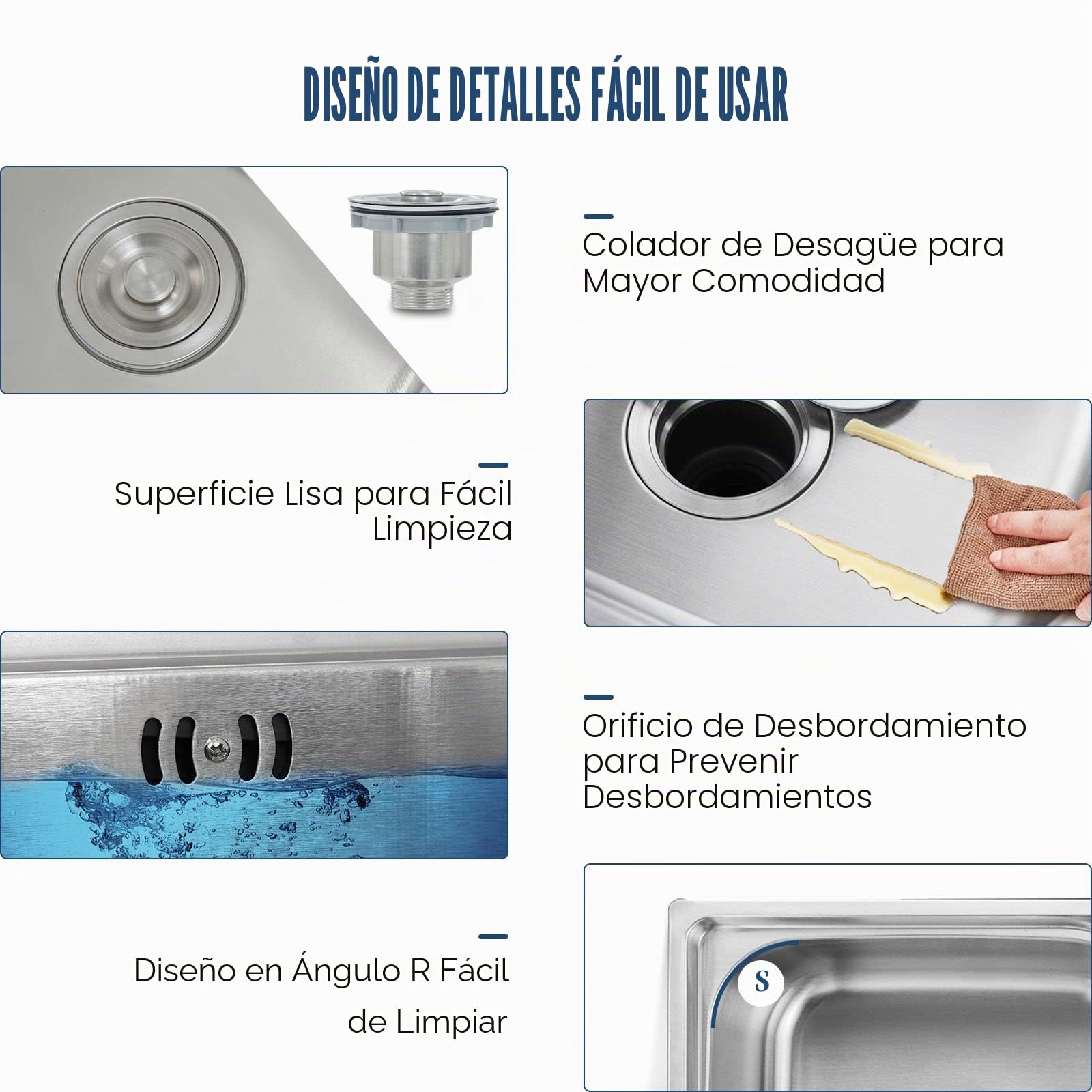 Fregadero de acero inoxidable Fregadero de utilidad independiente para lavandería Lavadero de tazón único Lavabo comercial para restaurante Fregadero de cocina al aire libre con grifo