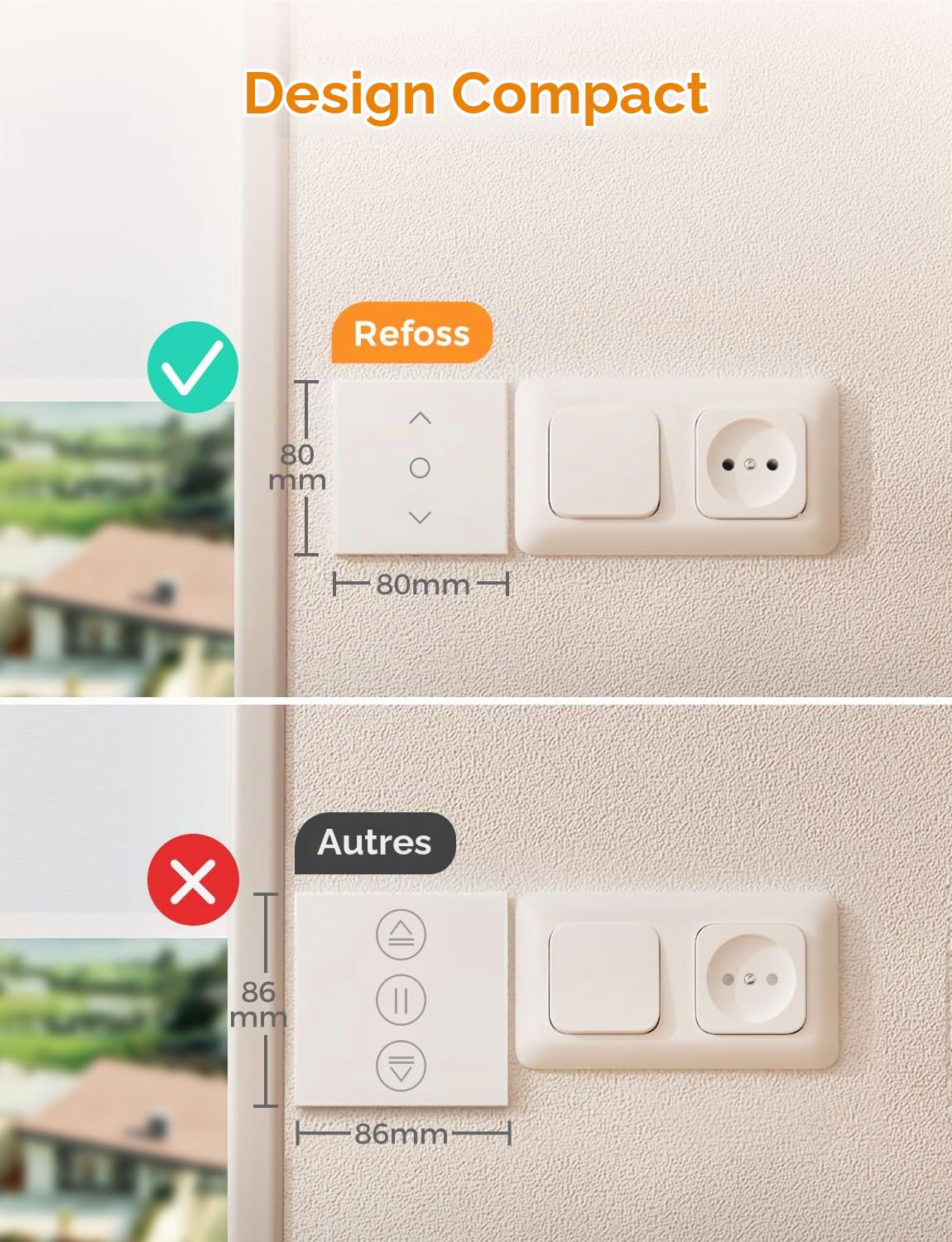 Intelligente Interrupteur Volet Roulant Connecté (FIL NEUTRE REQUIS), Interrupteur Volet Roulant WiFi Compatible avec HomeKit, Alexa et Google Home, Contrôle de Pourcentage et Contrôle à Distance