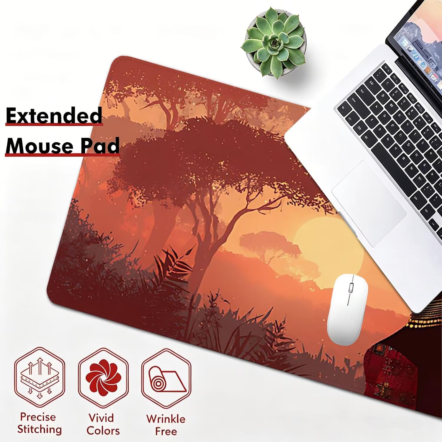 Tappetino Mouse Gaming XXL, Mousepad 1200x600x4mm Africa donna 0x0-139 | Tappetino Scrivania con Base in Gomma Antiscivolo Bordi Cuciti per Computer, PC, Migliora la Precisione e la Velocità