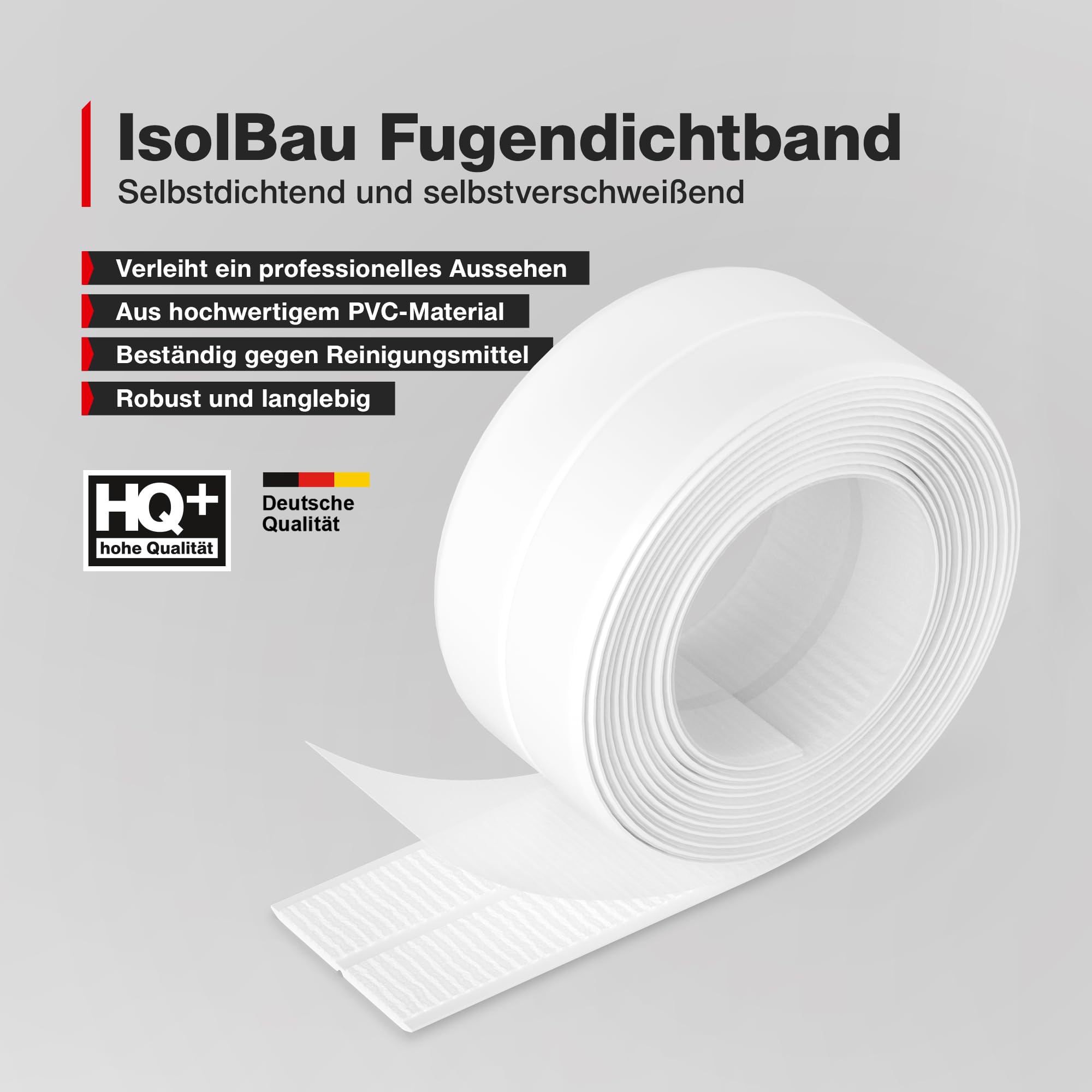 Isolbau - Cinta de sellado autoadhesiva para ducha - Cinta de sellado de PVC de 60 mm para baño y cocina - Cinta de sellado para bañeras, lavabos, inodoros, encimeras