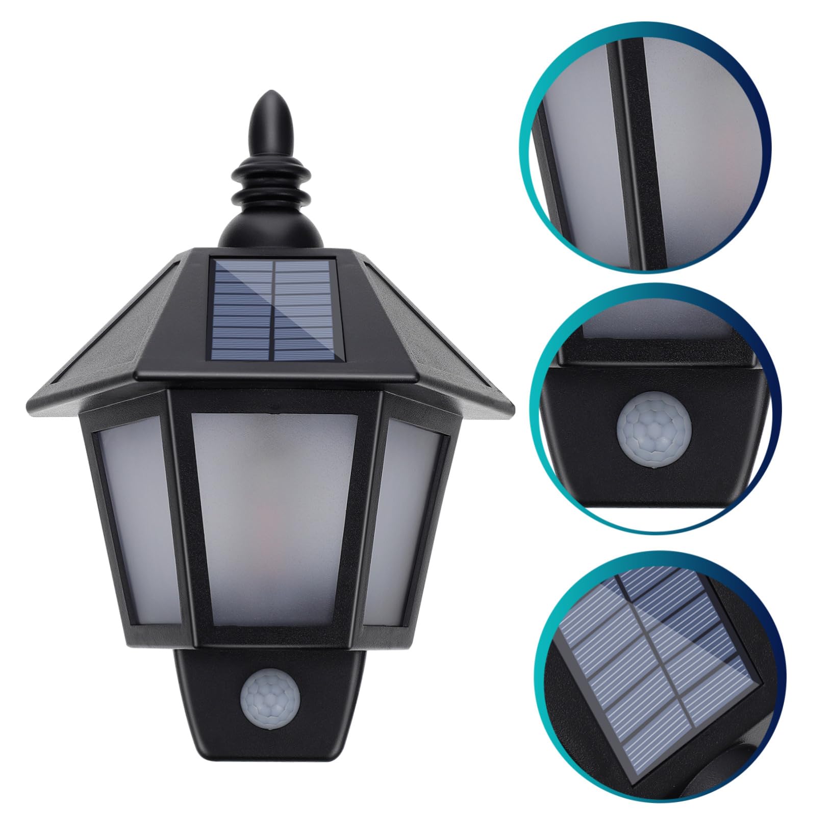 Toddmomy LED Abs Außen für Bewegungsmelder Solar mit Wandleuchte aus Ip55 Schwarzem Material Geeignet für Einfahrt und Gartenbeleuchtung