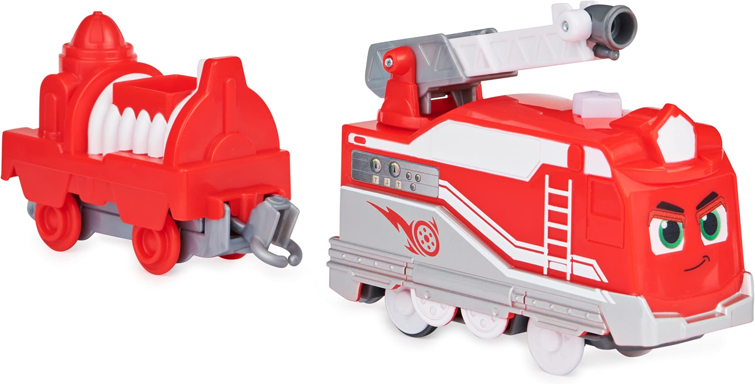 Mighty Express Motorised Train Red Savior with Freight Car - Battery Operated Train to the Popular TV Series, from 3 Years