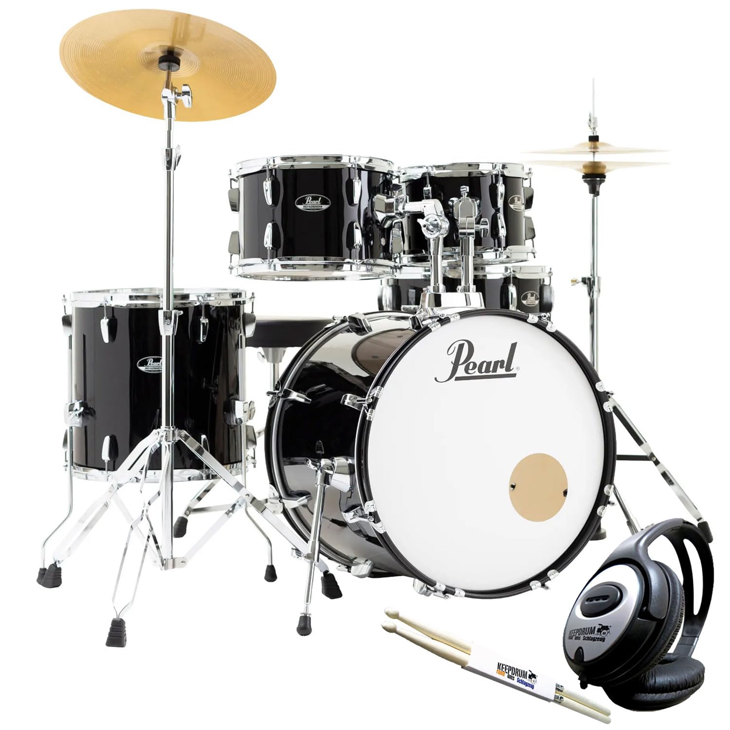 Pearl Roadshow RS505C C31 Black Schlagzeug Drumset + keepdrum Drumsticks und Kopfhörer