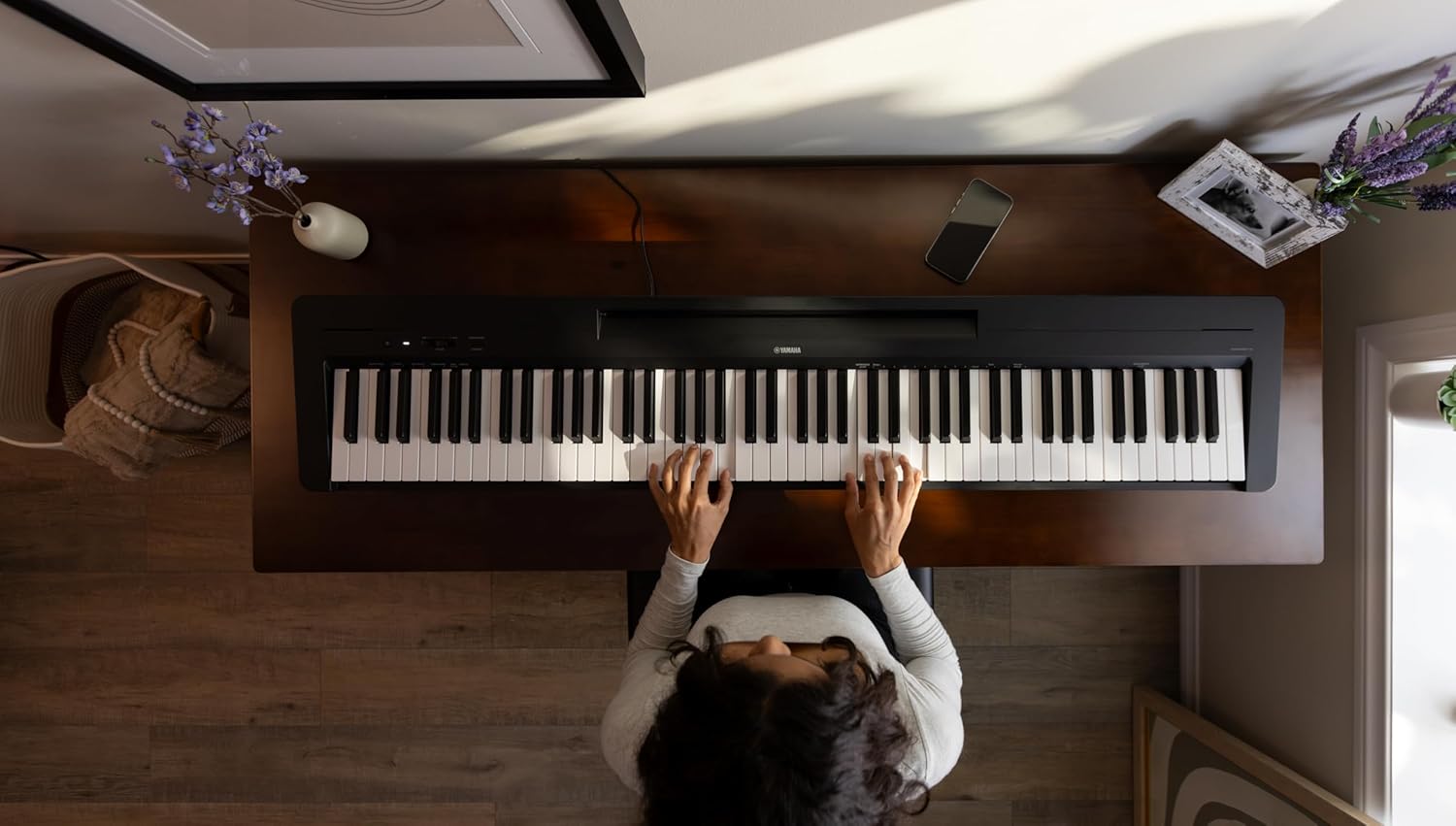 Yamaha P-143 Digital Piano Bundle, Includes 88-Key Weighted Musical Keyboard, Stand, Bench, Music Rest, and Sustain Foot Switch (P143LXB)